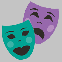 drama masks, one happy and one sad